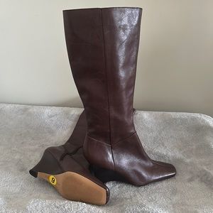 Chocolate wedge tall boot